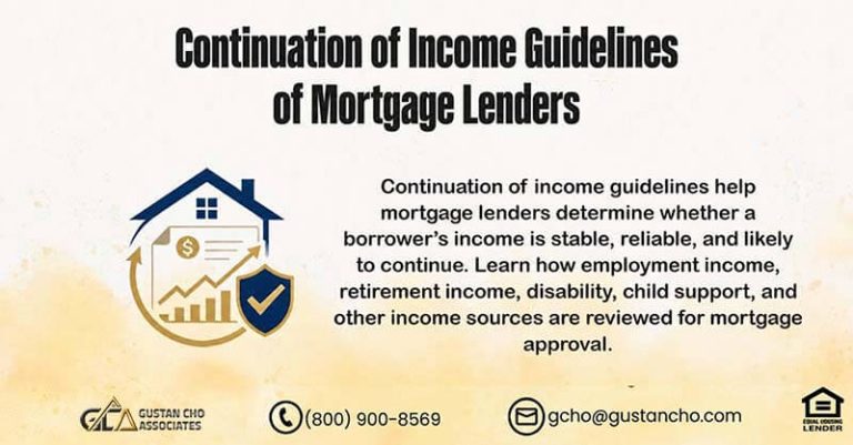 Continuation of Income Guidelines of Mortgage Lenders