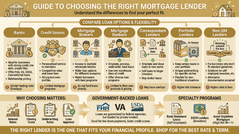 Types of Mortgage Lenders and How To Choose The Right One 3 Types of Mortgage Lenders