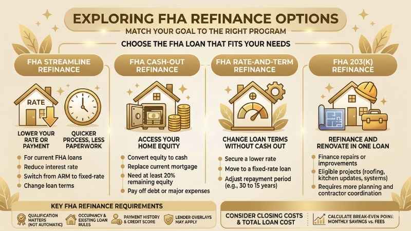FHA Refinance Programs Comparison Matrix 2 FHA Refinance Options