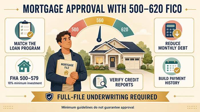 Best Mortgage Lenders For 500 to 620 FICO Borrowers 3 Best Mortgage Lenders For 500 to 620 FICO
