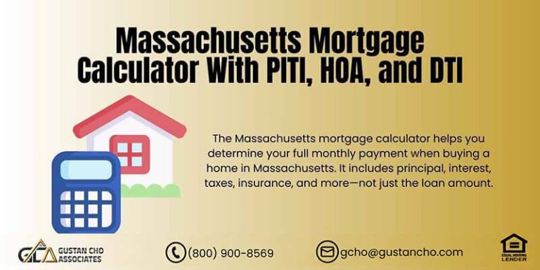 Massachusetts Mortgage Calculator With PITI, HOA, and DTI