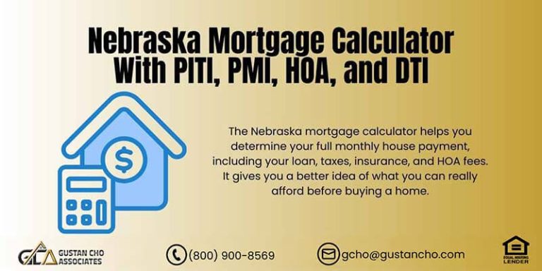 Nebraska Mortgage Calculator With PITI, PMI, HOA, and DTI