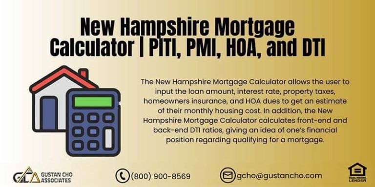 New Hampshire Mortgage Calculator | PITI, PMI, HOA, and DTI
