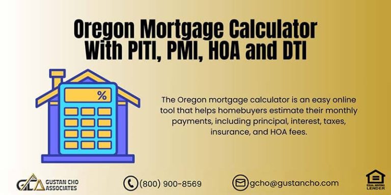 Oregon Mortgage Calculator With PITI, PMI, HOA and DTI