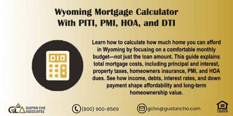 Wyoming Mortgage Calculator With PITI, PMI, HOA, and DTI