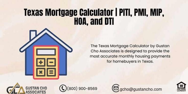 Texas Mortgage Calculator | PITI, PMI, MIP, HOA, and DTI
